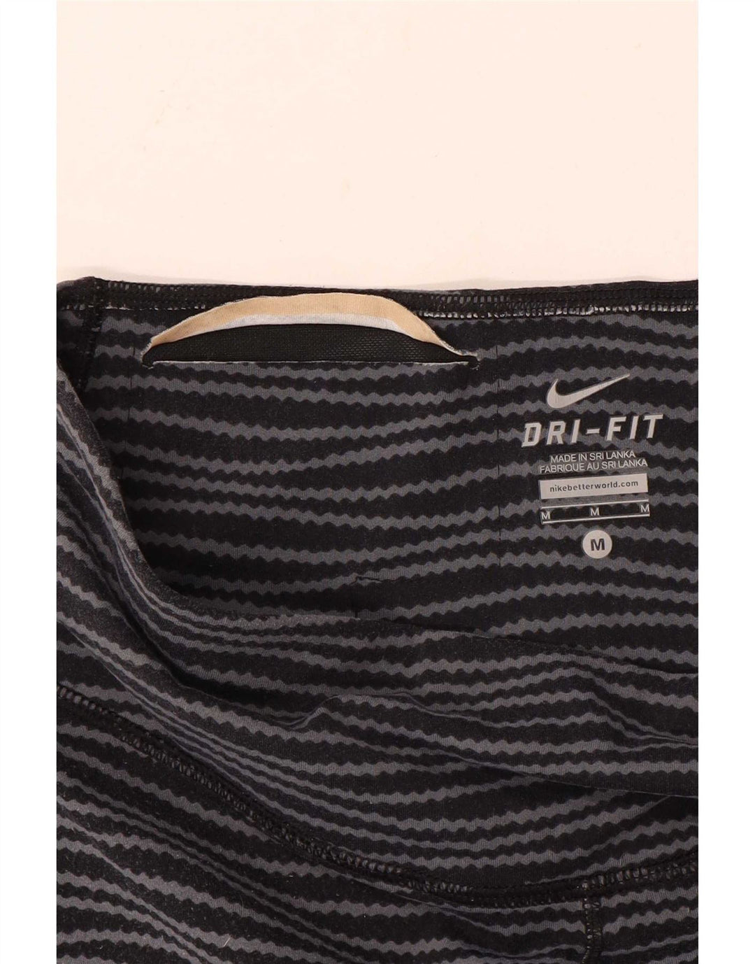 Nike Womens Dri Fit Leggings UK 14 Medium Black Striped