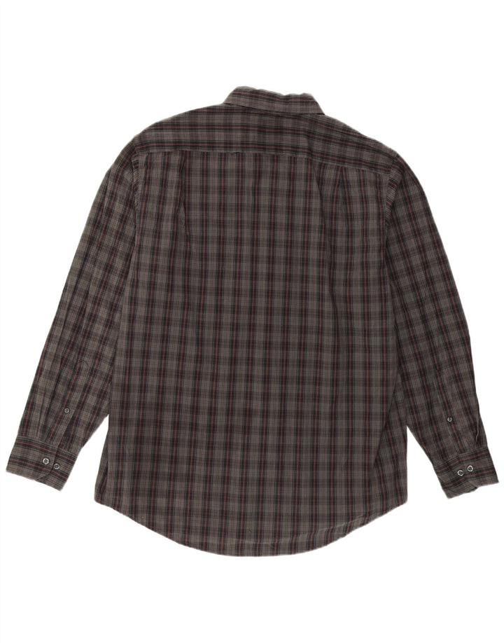 Izod Mens Checked  Shirt Medium Grey Check Cotton
