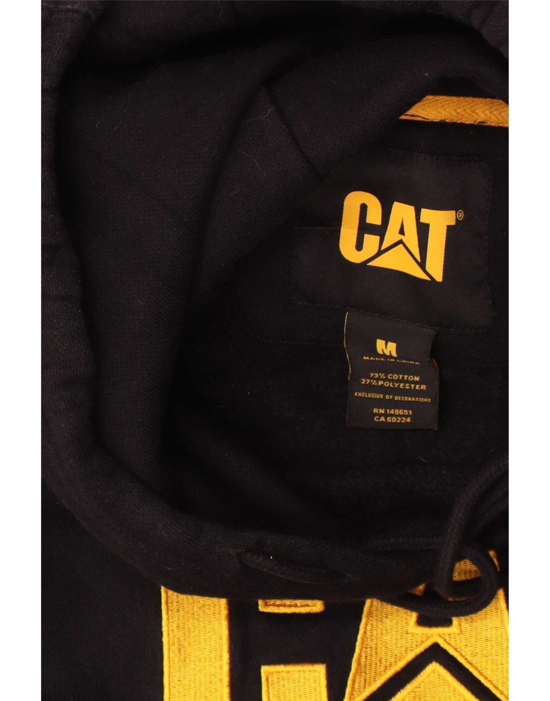 Caterpillar Mens Graphic Hoodie Jumper Medium Black Cotton