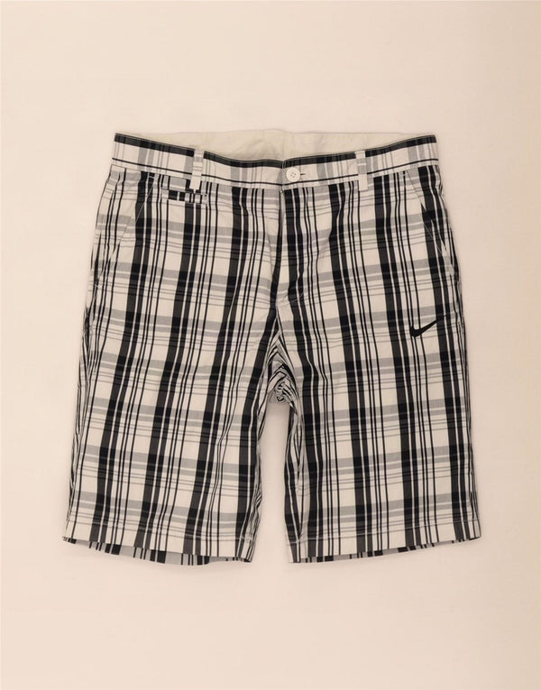 Nike Mens Chino Shorts Medium W32 Blue Plaid Cotton