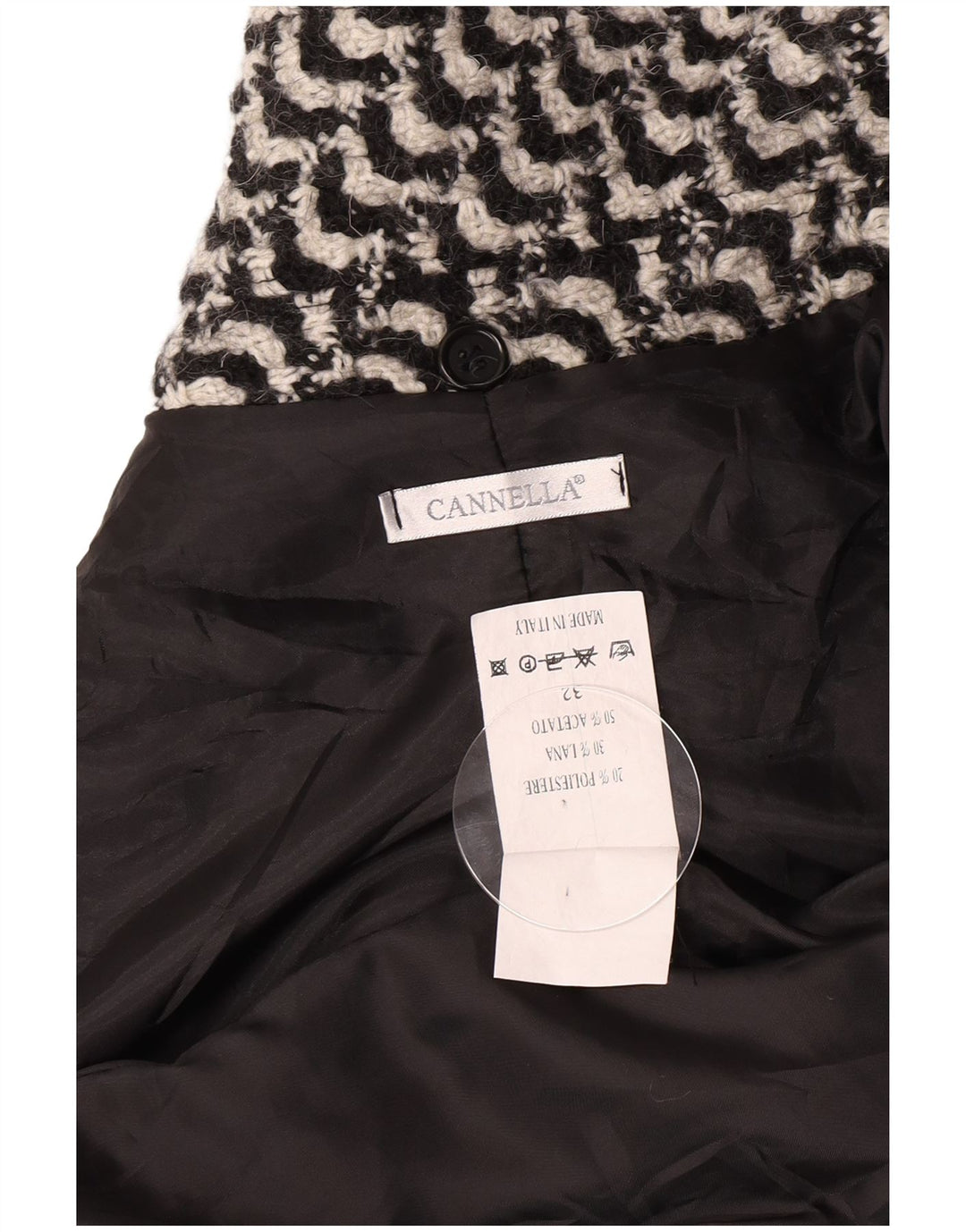 Soprabito vintage da donna IT 50 XL Acetato geometrico nero