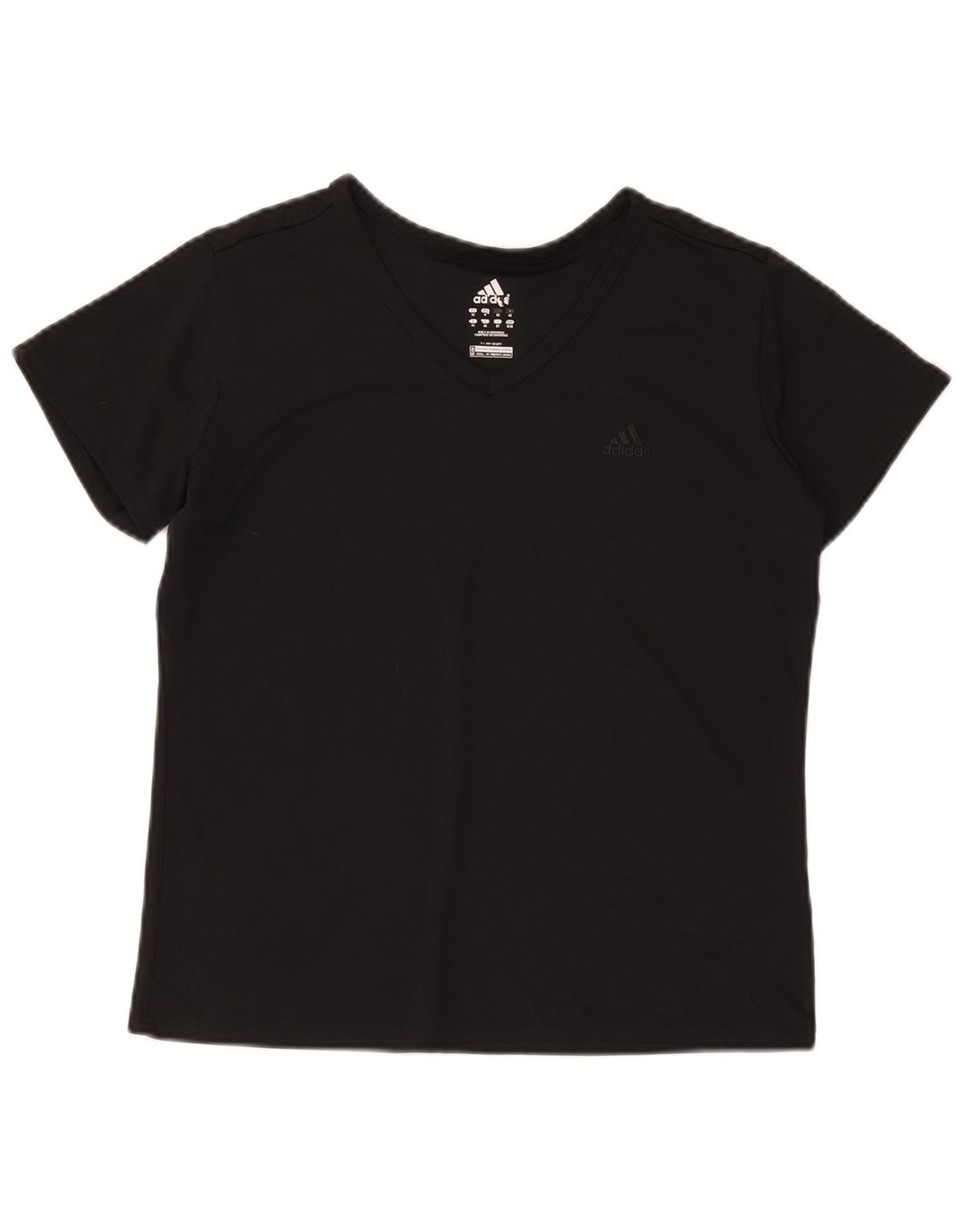 Adidas Womens T-Shirt Top UK 14 Medium Black Polyester