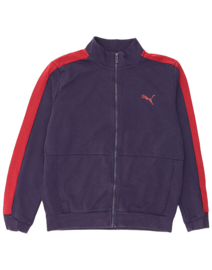 Puma Chaqueta de chándal para hombre de algodón color block en azul marino mediano