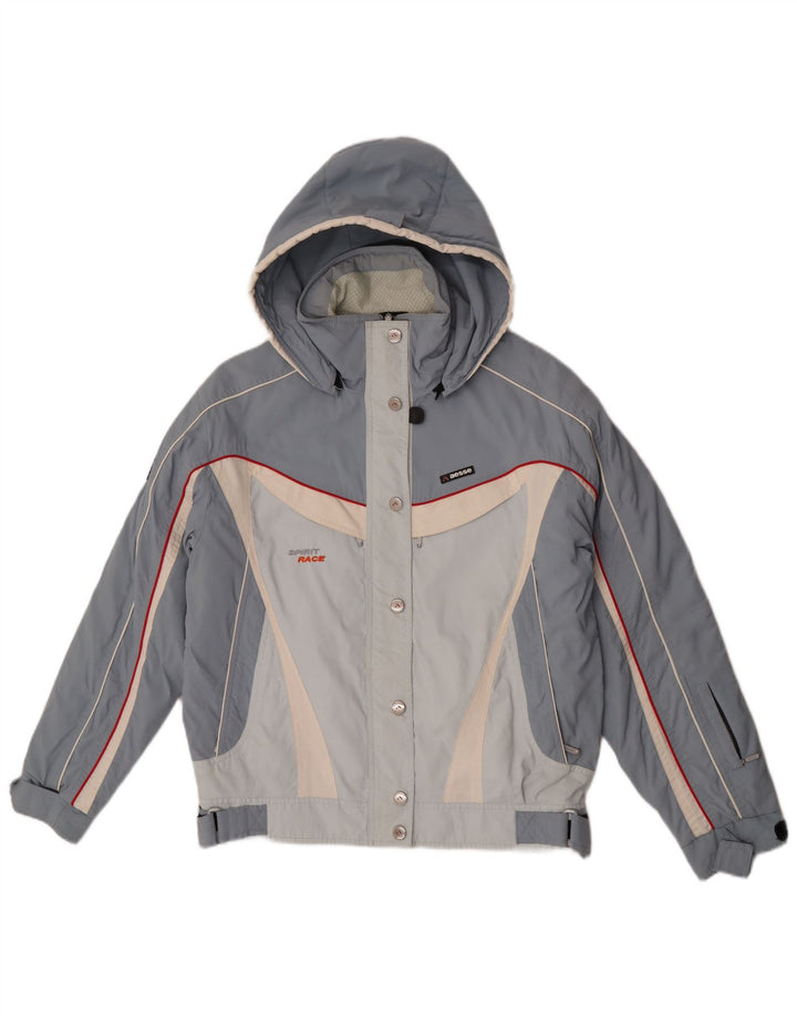 Aesse Damen Skijacke mit Kapuze IT 48 XL Blaues Colourblock-Polyester