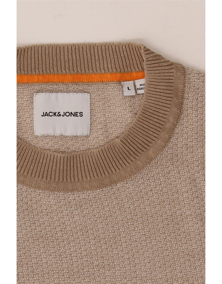 JACK & JONES Mens Crew Neck Jumper Sweater Large Beige Acrylic Vintage Jack & Jones and Second-Hand Jack & Jones from Messina Hembry 