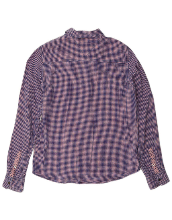 Tommy Hilfiger Damen Flanellhemd UK 10 Small Blue Gingham Baumwolle