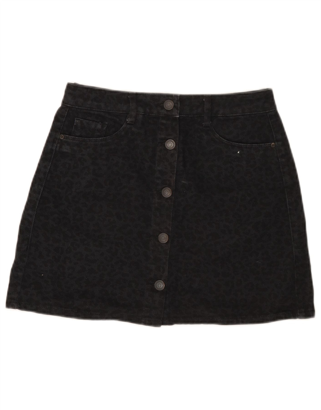 Gonna di jeans da donna Pull & Bear piccola W26 cotone nero con stampa animalier