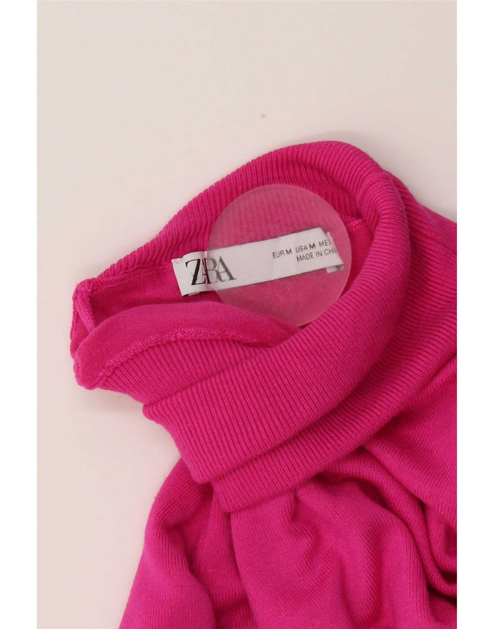 Zara Womens Roll Neck Jumper Sweater UK 12 Medium Pink