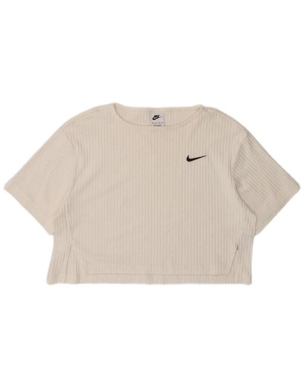 Nike Womens Crop Oversized T-Shirt Top UK 6 XS White Cotton