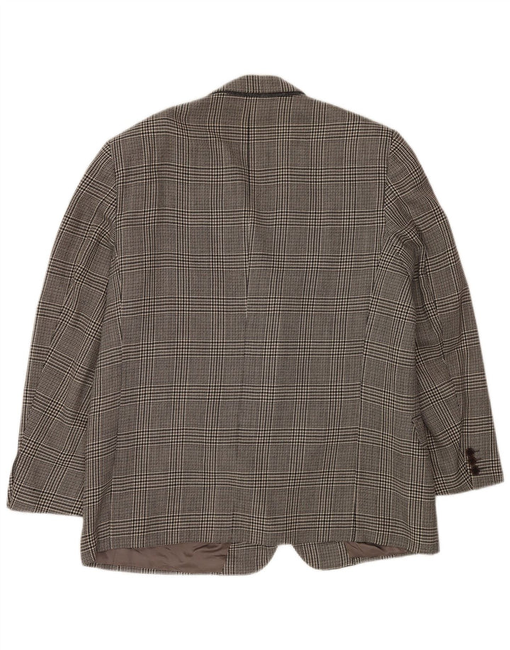 MONTANA Giacca blazer da uomo a 2 bottoni IT 56 3XL Lana vergine pied de poule grigia