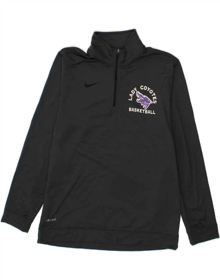 NIKE Mens Basketball Zip Neck Pullover Tracksuit Top Large Grey Polyester Vintage Nike and Second-Hand Nike from Messina Hembry 