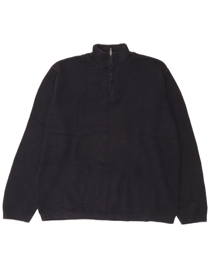 Marks & Spencer Mens Blue Harbour Zip Neck Jumper Sweater XL Navy Blue