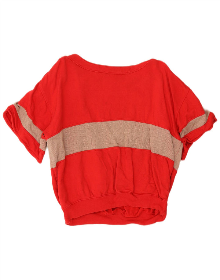 L'Uomo Womens Crop Sweatshirt Jumper UK 16 Large Red Colourblock