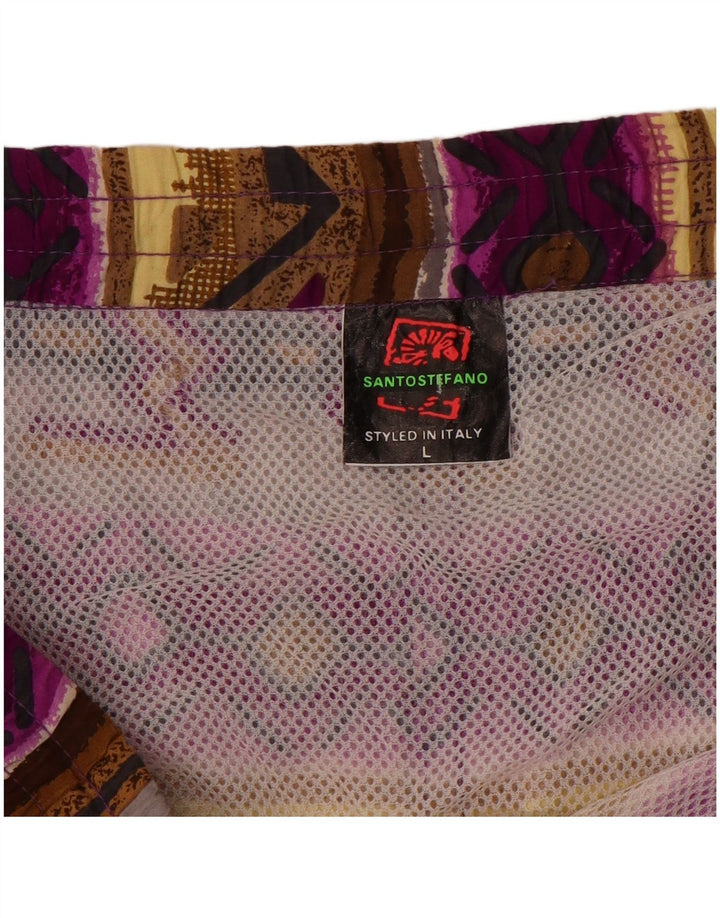 Santostefano Mens Swimming Shorts Large Multicoloured Fair Isle Cotton
