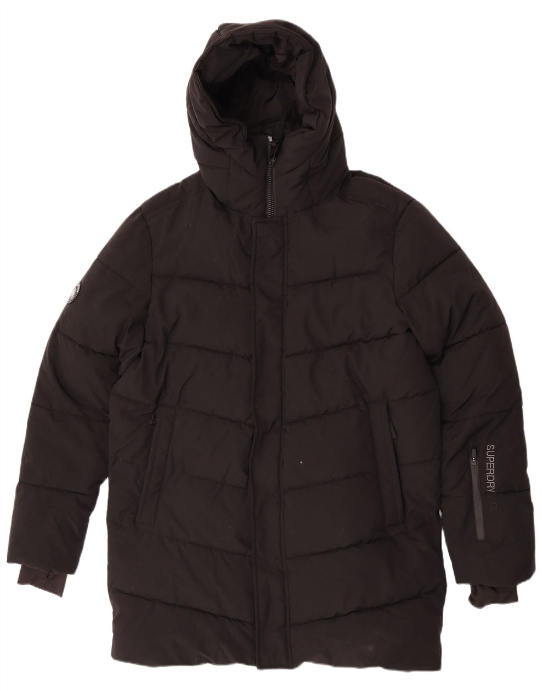 Giacca Parka grafica da donna con cappuccio Superdry UK 14 Medium Black Winter