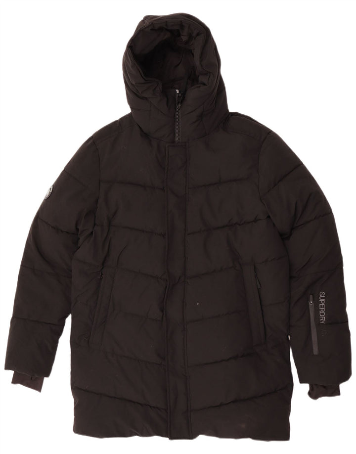 Giacca Parka grafica da donna con cappuccio Superdry UK 14 Medium Black Winter