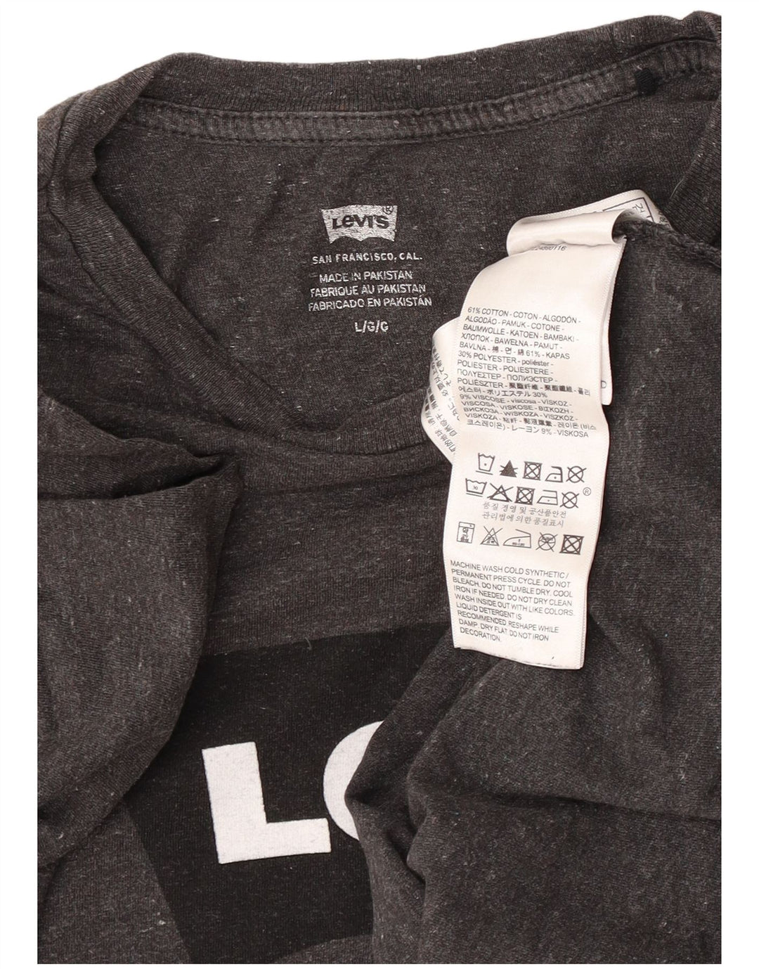 Levi's T-Shirt Graphique Homme Large Gris Moucheté Coton