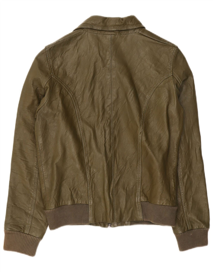 Freaky Nation Chaqueta de cuero para mujer UK 12 Verde medio