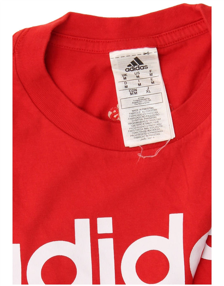 ADIDAS Mens Graphic T-Shirt Top Medium Red Cotton