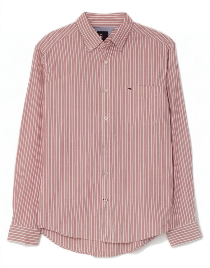 Tommy Hilfiger Mens Shirt Large Pink Striped Cotton