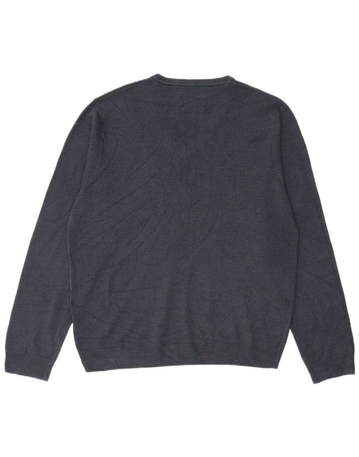 Marks & Spencer Mens V-Neck Jumper Sweater Large Navy Blue Acrylic
