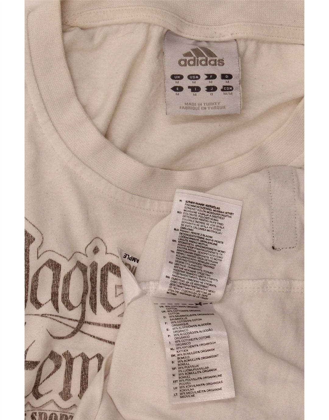 Adidas Mens Graphic T-Shirt Top Medium White Cotton