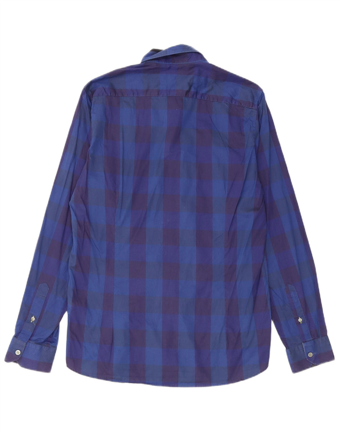 Ted Baker Mens Shirt Size 3 Medium Blue Gingham Cotton