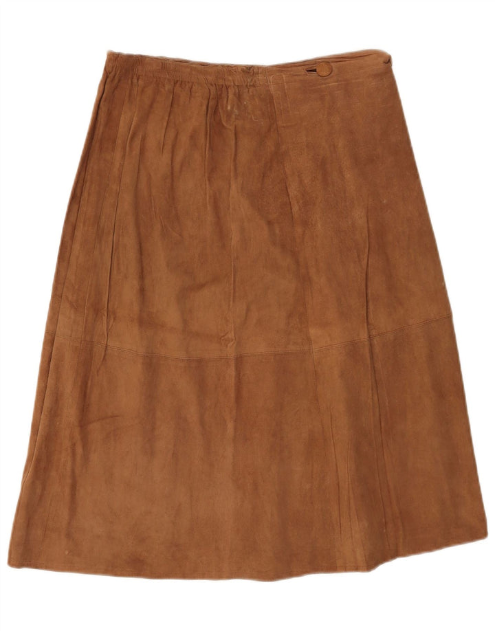 Vintage Womens Suede Wrap Skirt W30 Medium Brown