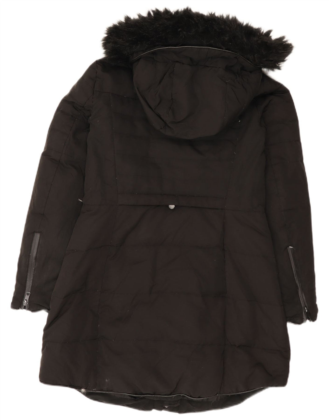 Zara Womens Hooded Padded Coat UK 14 Large Black