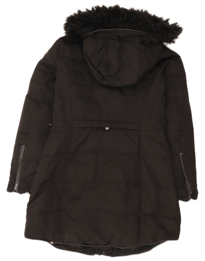 Zara Womens Hooded Padded Coat UK 14 Large Black