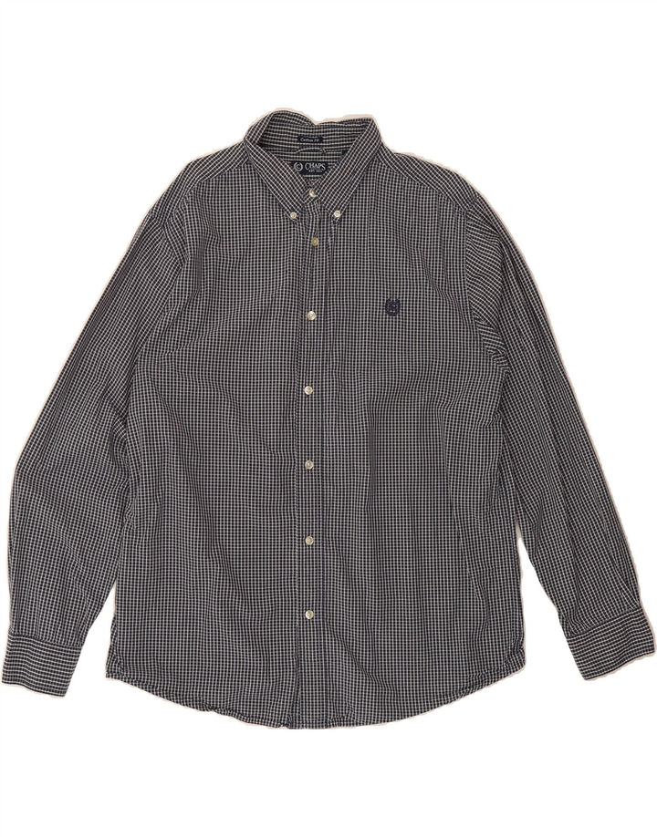 CHAPS Mens Big & Tall Custom Fit Shirt XL Navy Blue Check Cotton Vintage Chaps and Second-Hand Chaps from Messina Hembry 
