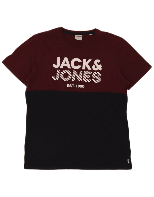 Jack & Jones T-shirt graphique pour homme XL en coton color block bordeaux