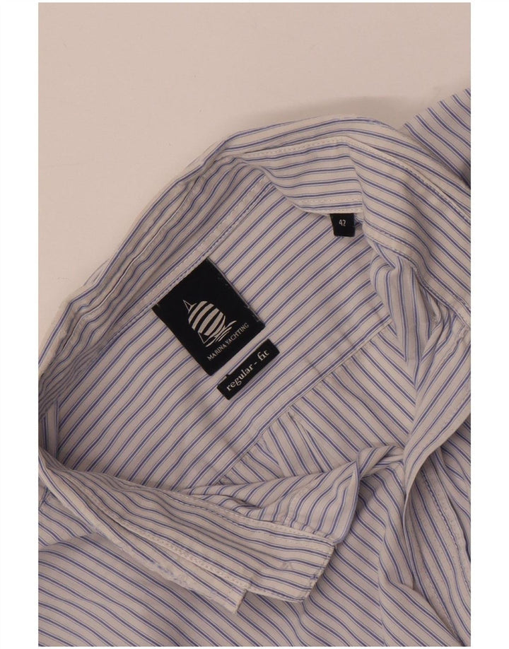 Marina Yachting Mens Regular Fit Shirt Size 42 Large Blue Striped