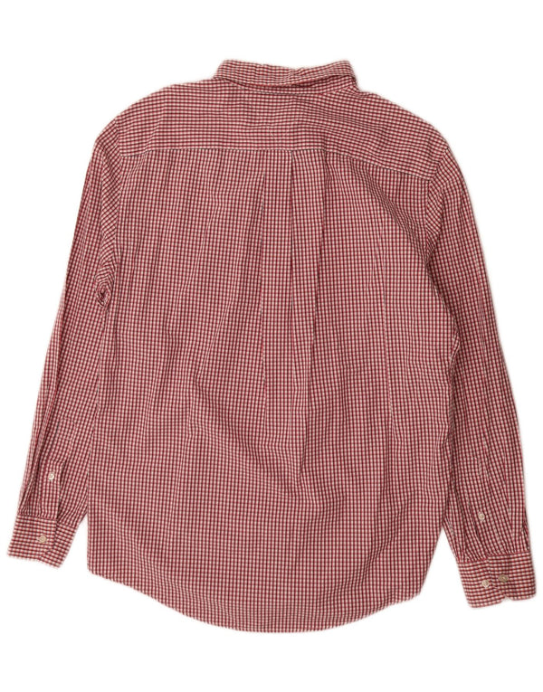 Camisa masculina Tommy Hilfiger grande xadrez vermelho algodão