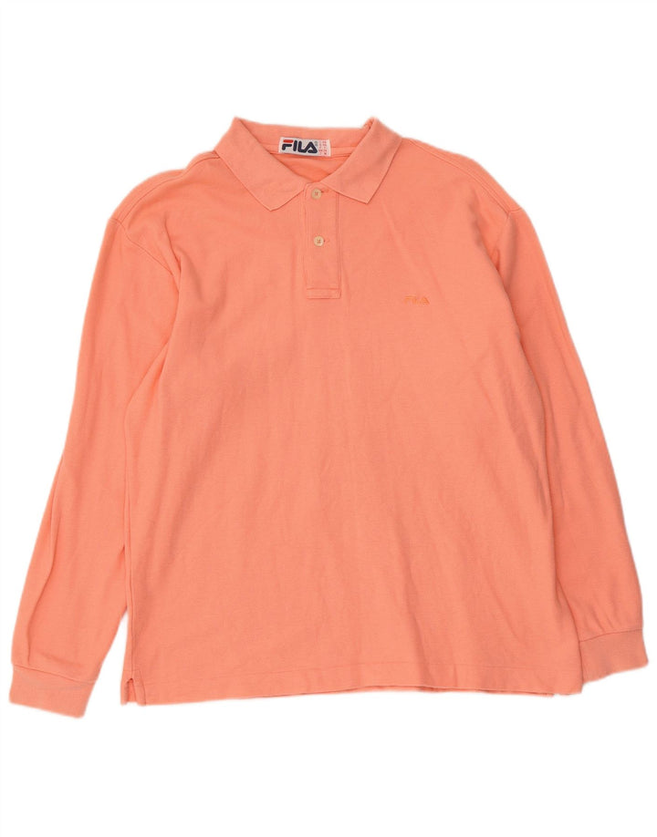 Fila Mens Long Sleeve Polo Shirt IT 46 Small Orange