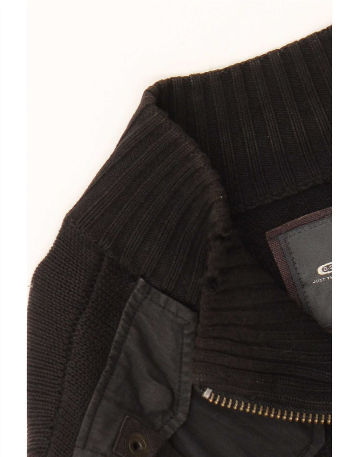 Maglione cardigan con zip intera da uomo G-Star in cotone nero medio
