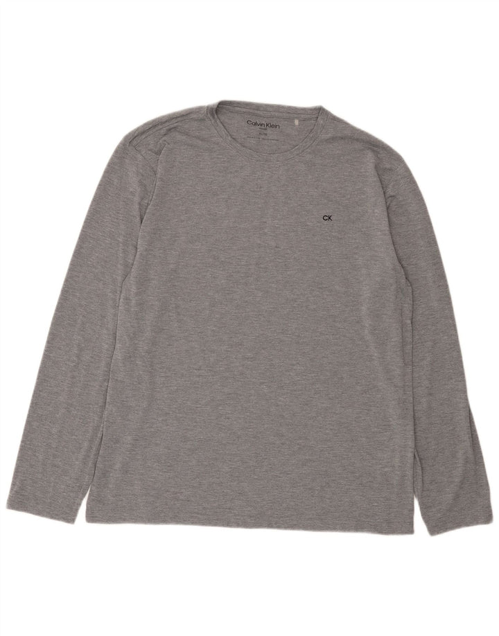 Calvin Klein Herre Top Langærmet XL Grå Polyester