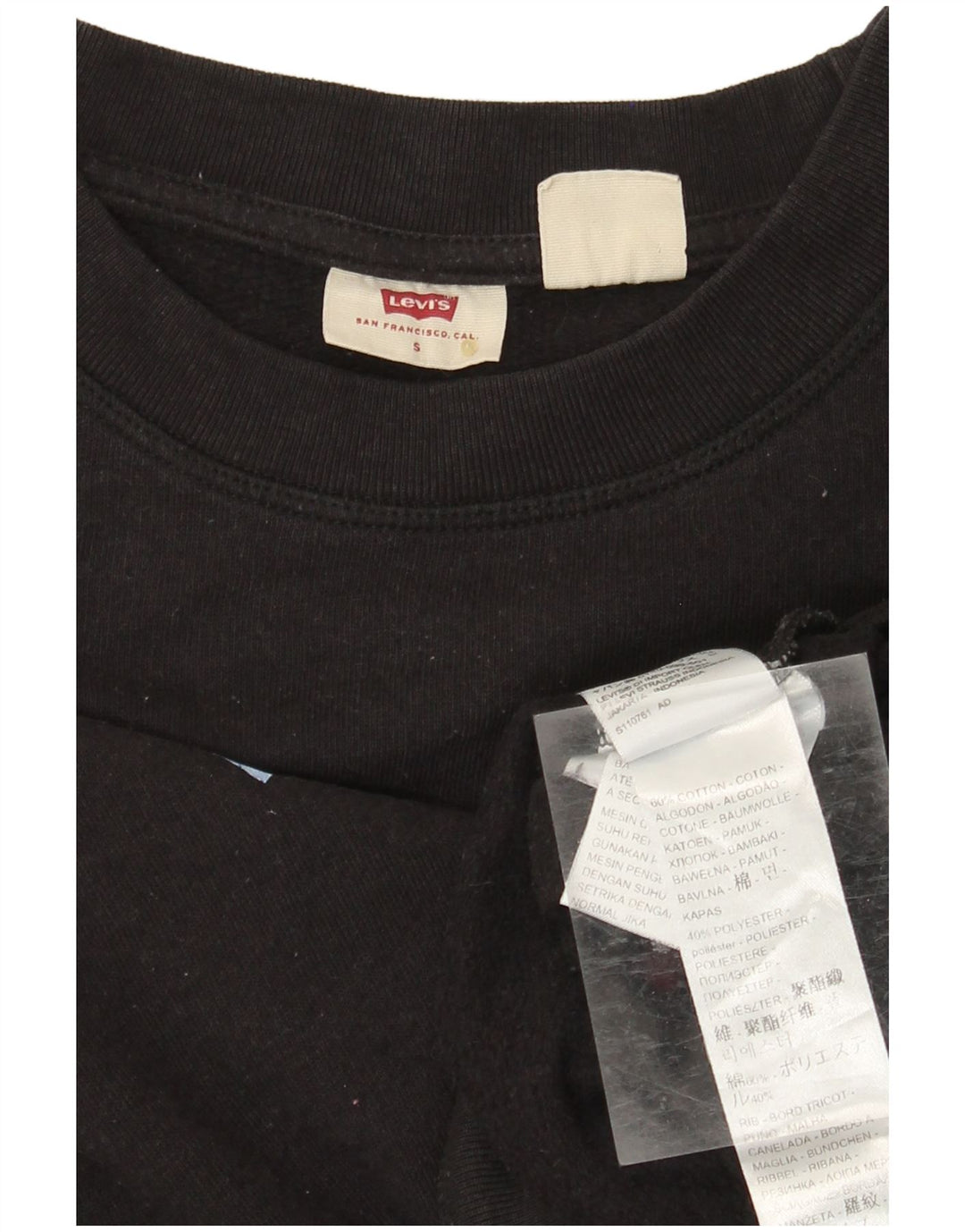 LEVI'S Womens Oversized Graphic Sweatshirt Jumper UK 10 Small Black Cotton
