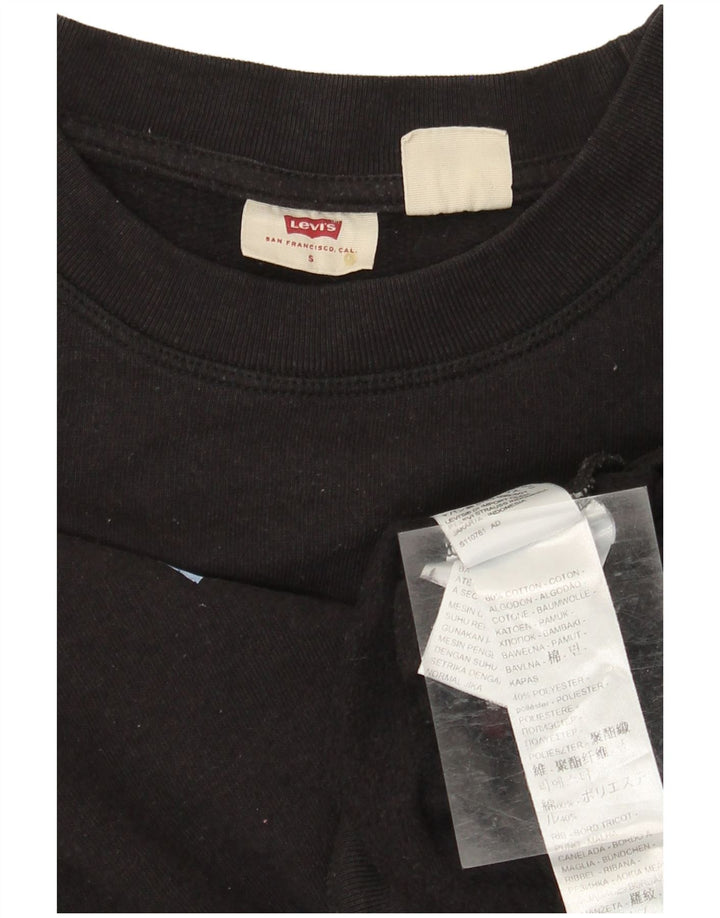 LEVI'S Womens Oversized Graphic Sweatshirt Jumper UK 10 Small Black Cotton