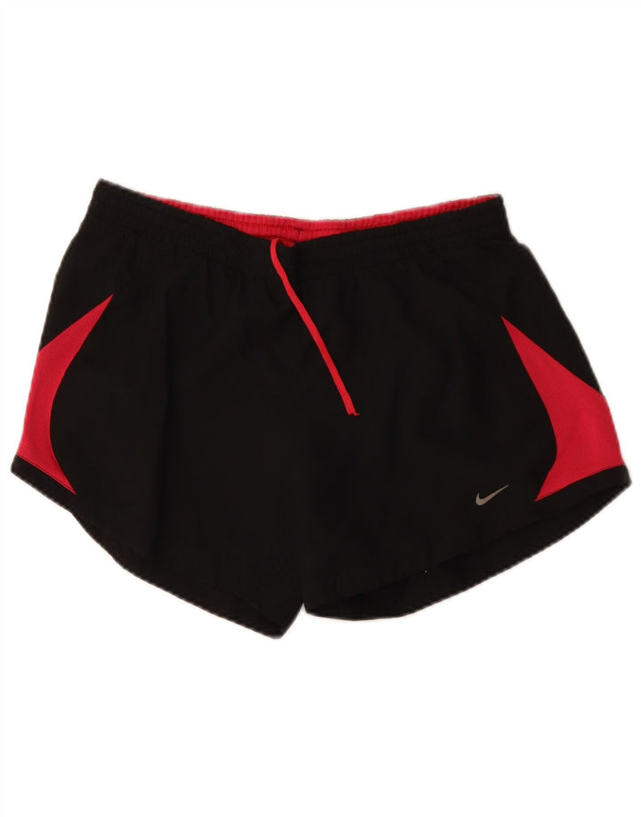 NIKE Womens Sport Shorts UK 14 Medium  Black Colourblock Polyester