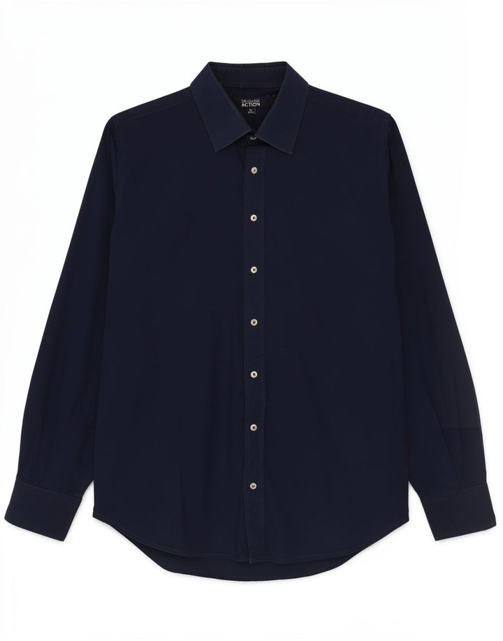 Trussardi Mens Shirt Size 39/40 Medium Navy Blue Cotton