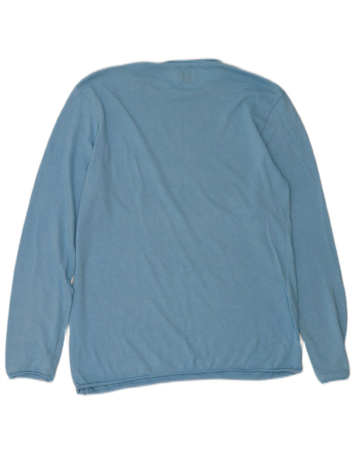 Zara Herren-Pullover mit Rundhalsausschnitt, Größe L, Blau