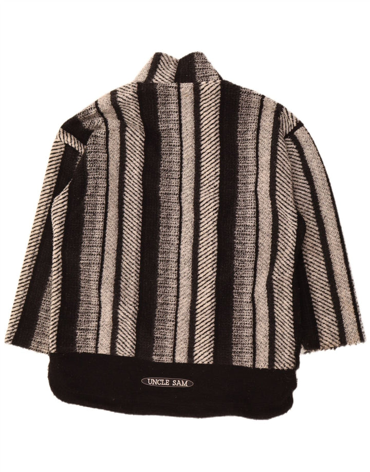 Uncle Sam Mens Zip Neck Jumper Sweater XL Black Striped Polyester