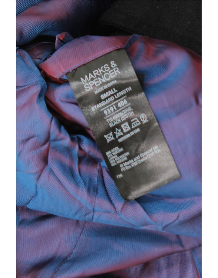 Marks & Spencer Mens Autograph Pea Coat UK 36 Small Black Wool