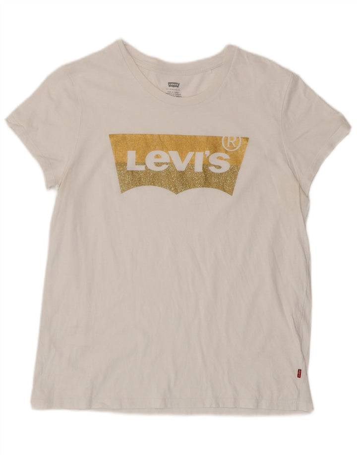 LEVI'S Womens Graphic T-Shirt Top UK 16 Large White