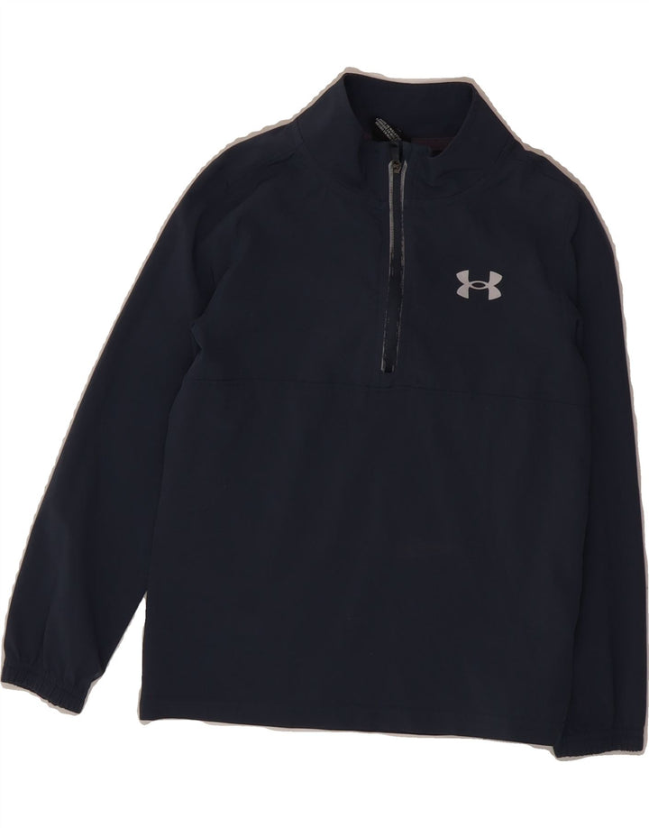 UNDER ARMOUR Boys Zip Neck Pullover Tracksuit Top 5-6 Years Navy Blue Vintage Under Armour and Second-Hand Under Armour from Messina Hembry 