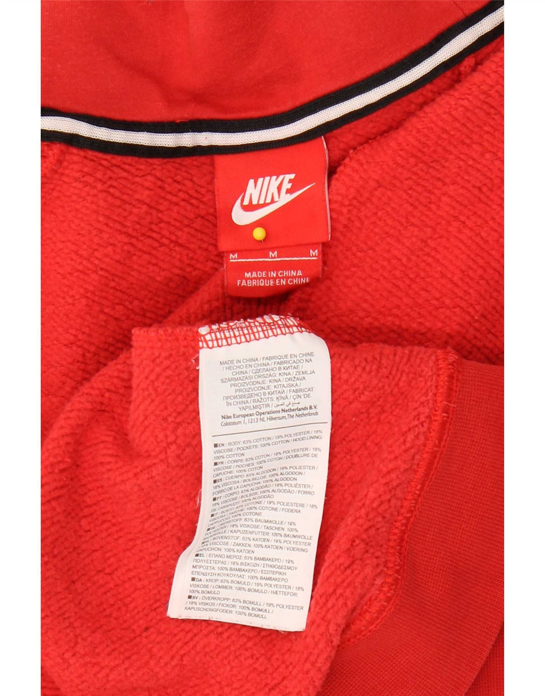 Nike Womens Hoodie Jumper UK 14 Medium Red Cotton