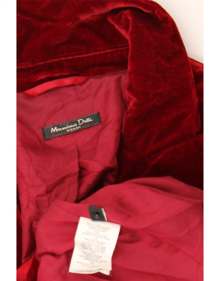 Massimo Dutti Dame 1 Knap Velvet Blazer Jacket EU 44 XL Rød Viscose