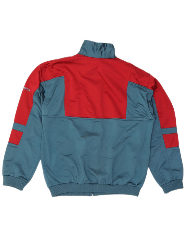 Vintage Mens Tracksuit Top Jacket Medium Blue Colourblock Polyester