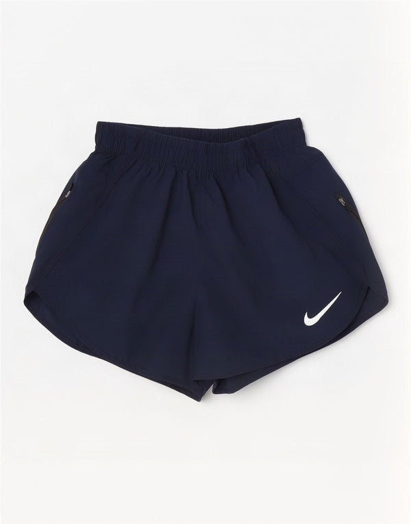 Nike Dame Dri Fit sportsshorts UK 6 XS Navy Blue Polyester